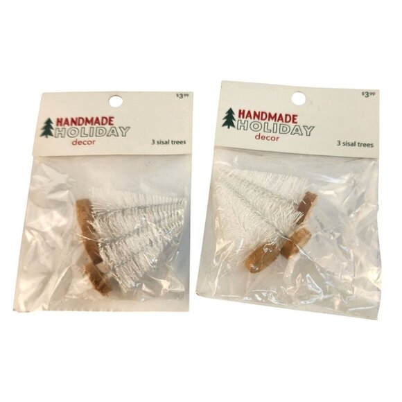 Handmade Holiday White Sisal Trees Pack Of 2 - Miniature Christmas Decoration Se - Picture 4 of 4